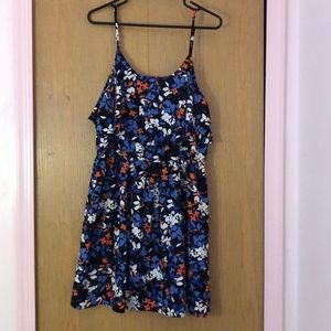 Blue white and pink floral dress